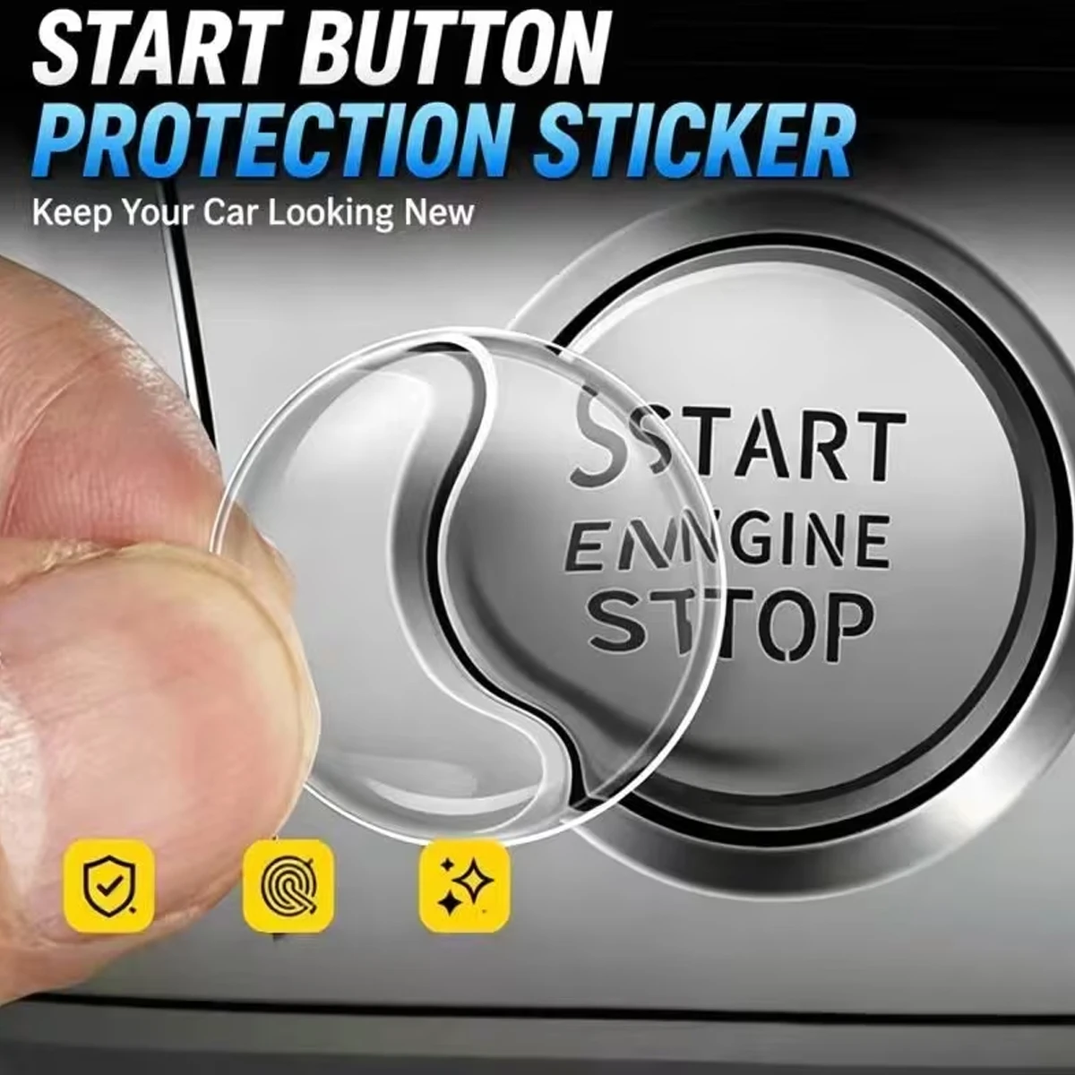 Transparenter Schutzaufkleber für Auto-Zündschalterknöpfe, Universeller Adapter für Start-/Stopp-Knöpfe Schutzaufkleber – Detail 2