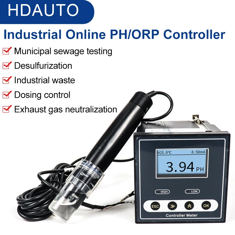 Industrial Online PH Meter PH Controller ORP Sensor Electrode Probe Tester Continuous Measurement Control For Urban Sewage