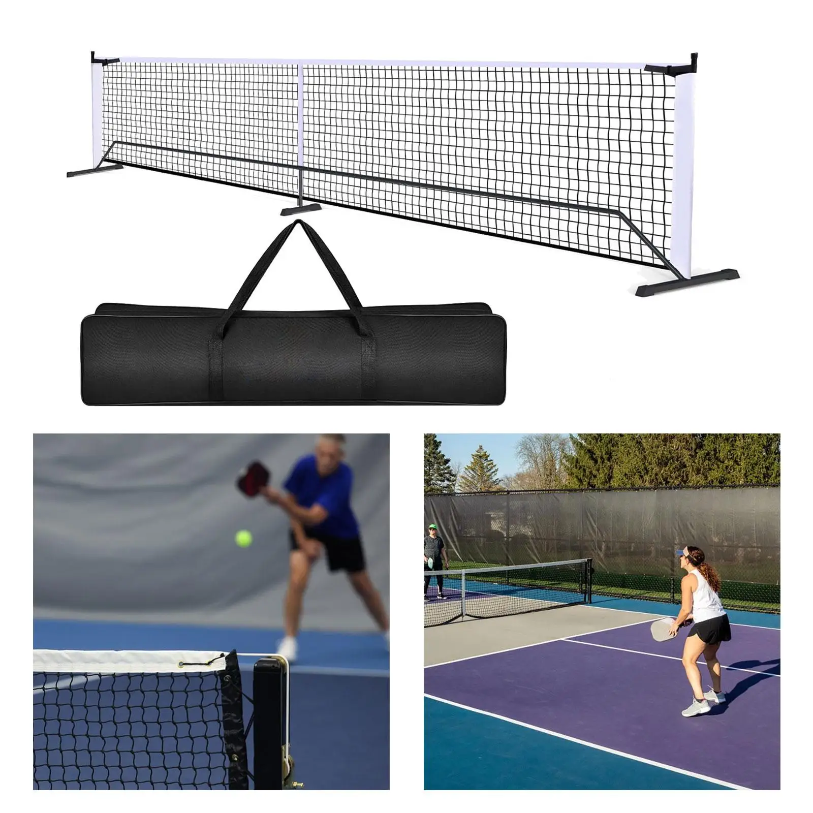 شبكة كرة المخلل المحمولة 6.7 متر 22ft شبكة ألعاب كرة المخلل مع حقيبة التخزين نظام شبكة كرة الريشة لممر التنس الفناء الخلفي #6