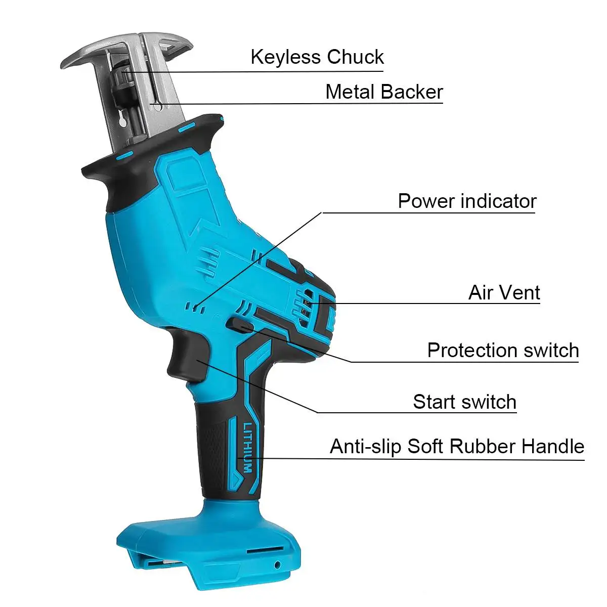 Compatible With 18V Makita B-series Reciprocating Saw Chainsaw Wood Metal PVC Pipe Cutting Cordless Reciprocating Saw Power Tool