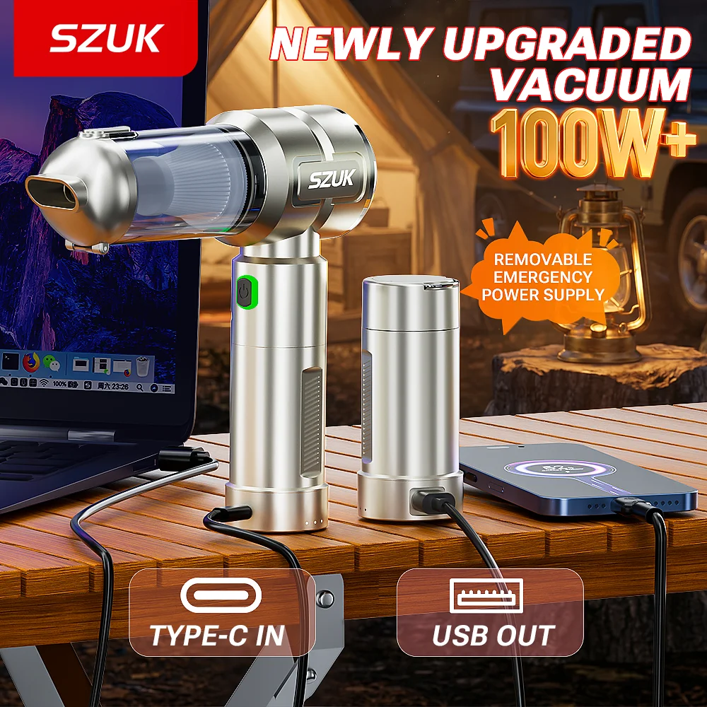 Aspirateur de voiture SZUK 20000PA, machine de nettoyage multi-puissante à main avec lumière LED, mini aspirateur sans fil portable aspirateur pour voiture aspirateur voiture souffleur air puissant