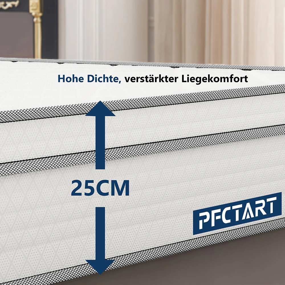 Matelas hybride simple 10 pouces 200x90x25 cm, matelas à ressorts ensachés avec mousse gel rafraîchissante, soulageant la pression, pour lit simple ou double, roulé, certifié OEKO-TEX, sans fibre de verre, accessoires de sommeil pour l'hébergement