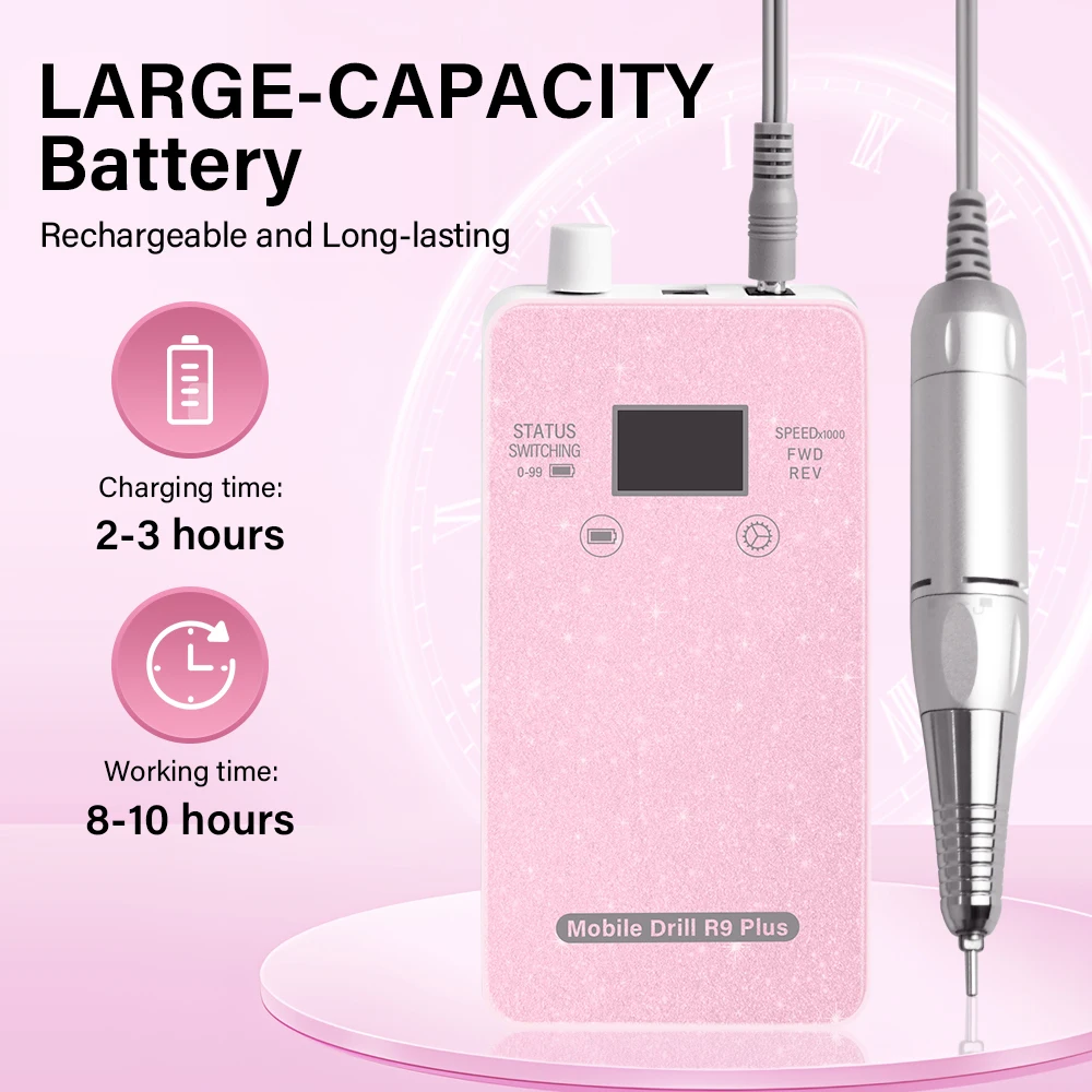 Rechargeable Electric Nail Drill File Machine for Nails Manicure Low Noise Professional Nail Polish Sander Accessories Set