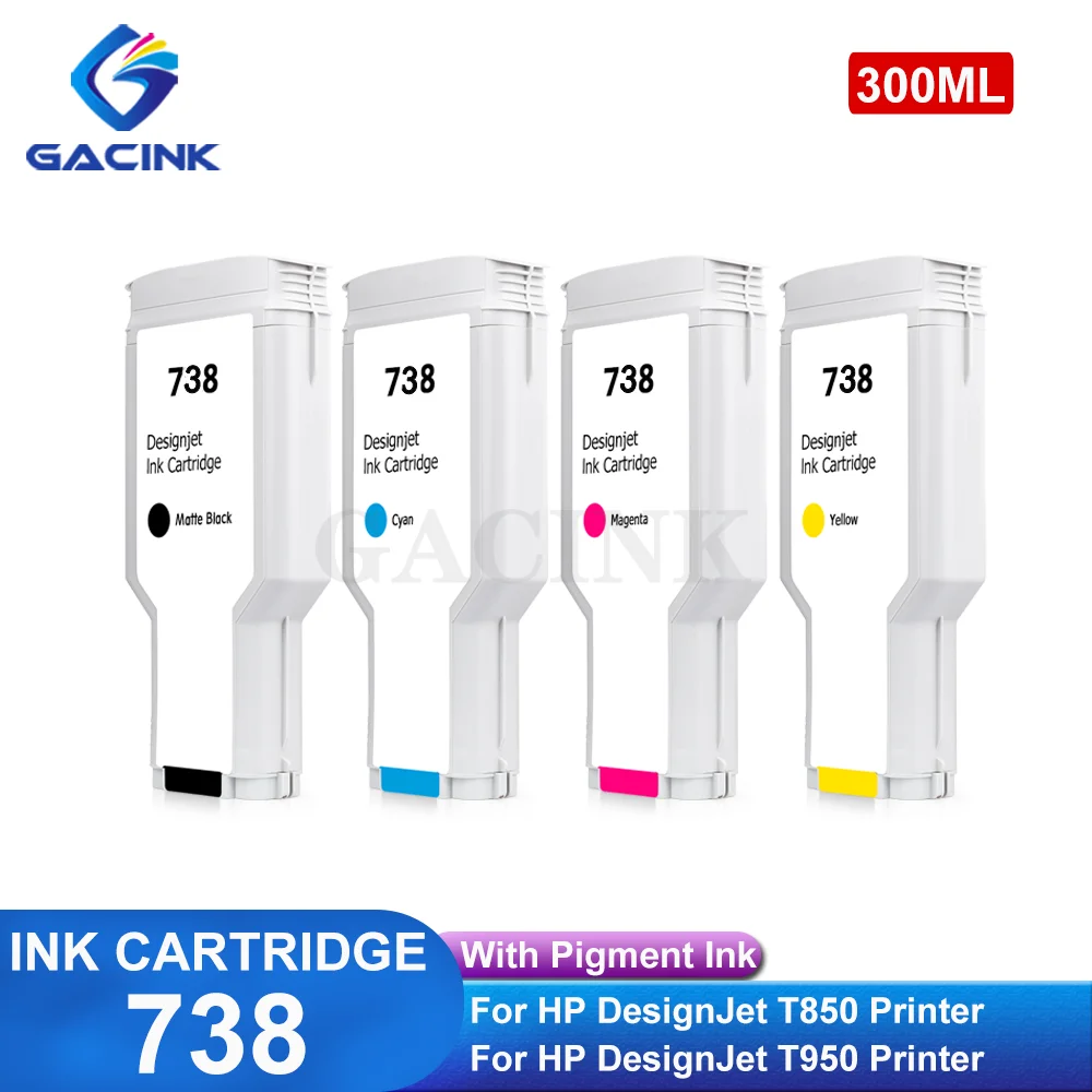 738 호환 잉크 카트리지, HP DesignJet T950 T850 용, 안료 잉크 전체 포함, 676M6A, 676M7A, 676M8A, 498N8A, HP 738