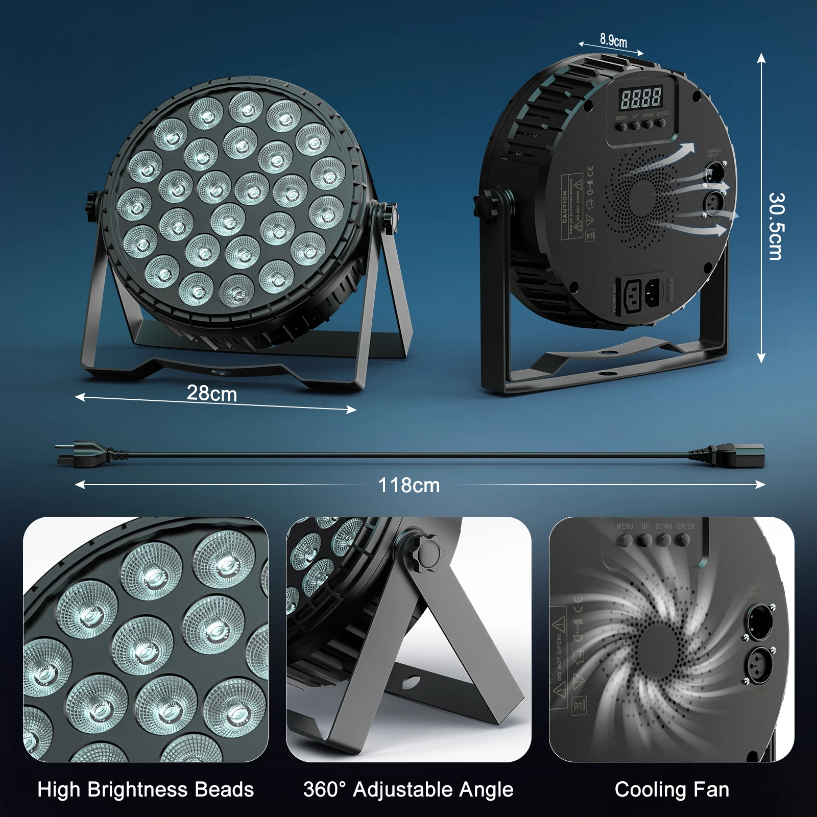 Fieryzeal 27x8 واط 4IN1 RGBW LED الاسمية ضوء 4 قطعة LED شقة الاسمية ضوء DMX الصوت المنشط تأثير ضوء المرحلة ل DJ ديسكو بار الحفل