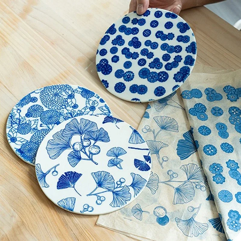 Papier de transfert d'argile polymère, 1 pièce, papier de transfert d'argile polymère pour céramique, porcelaine bleue et blanche, TYGJ001