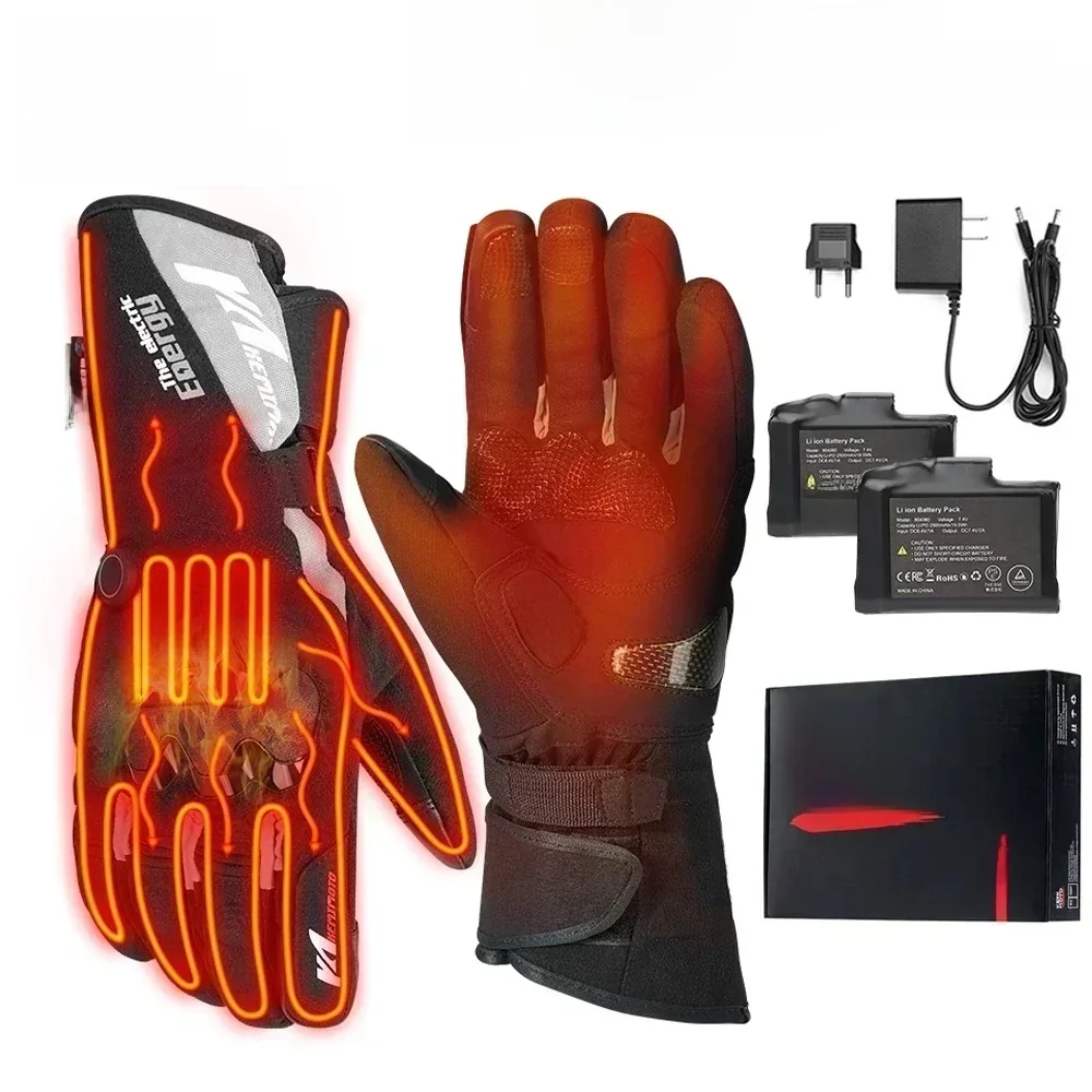 AliExpress KEMiMOTO KEMIMOTO Winter Heated Cycling Gloves Riding Moto Heated Gloves Waterproof Rechargeable Heating Thermal Gloves For Snowmobile
