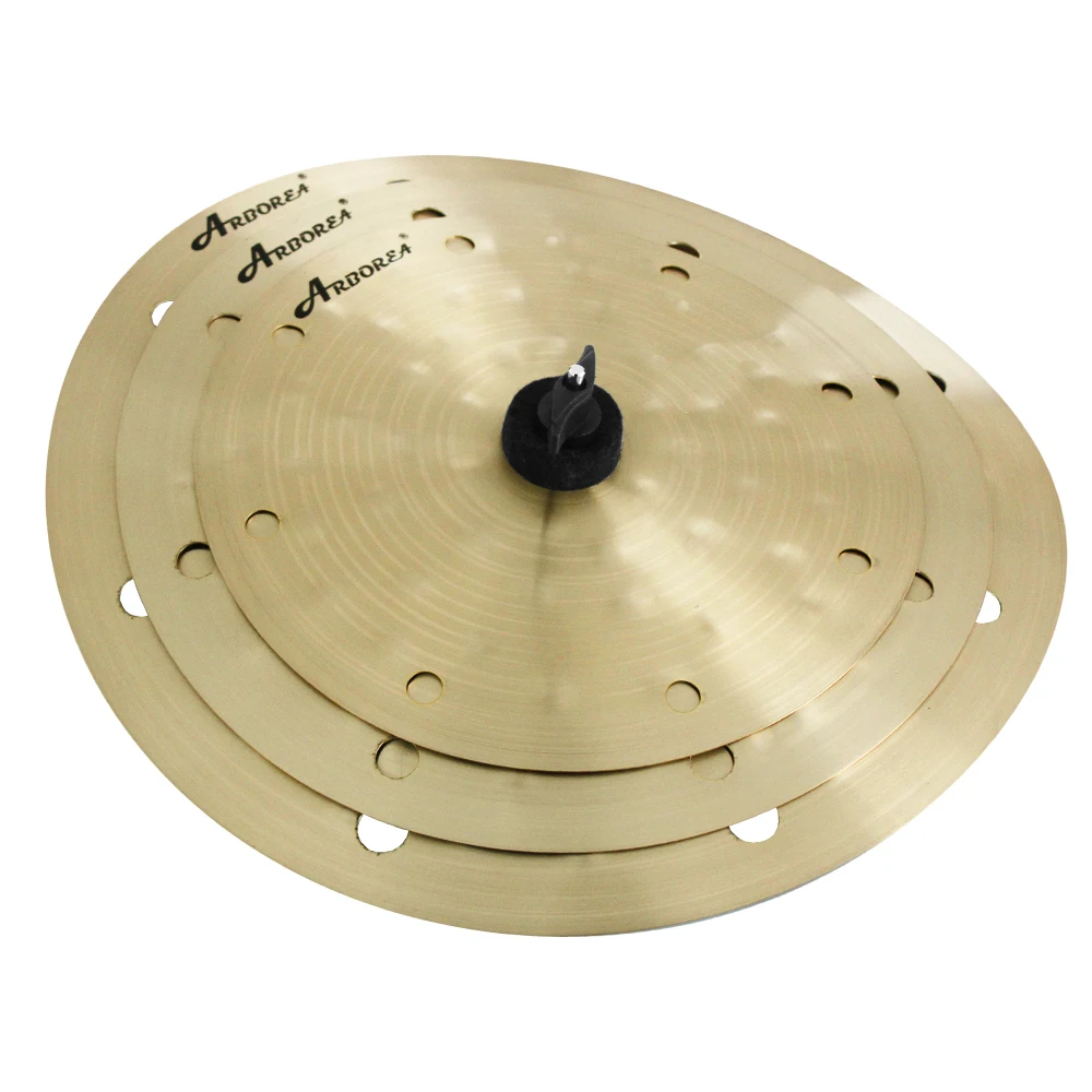 Juego de Platillos Apilables de Latón Arborea (10", 12", 14") - Platillos con Efectos Smack Stack con Orificios para Percusión y Kits de Batería