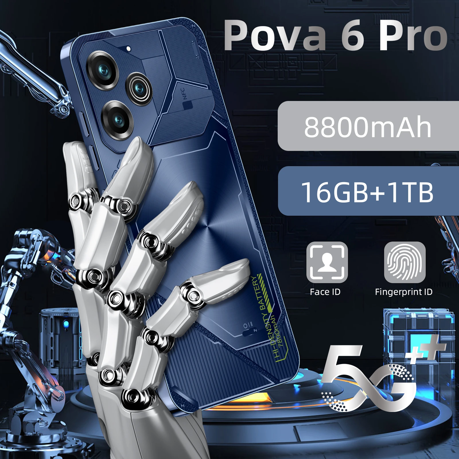 

2024 Pova 6 Pro Smartphone 6.8 inch Full Screen 4G/5G Cell Phone 16TB+1TB 6800mAh Mobile Phones 108MP Global Version Celulares