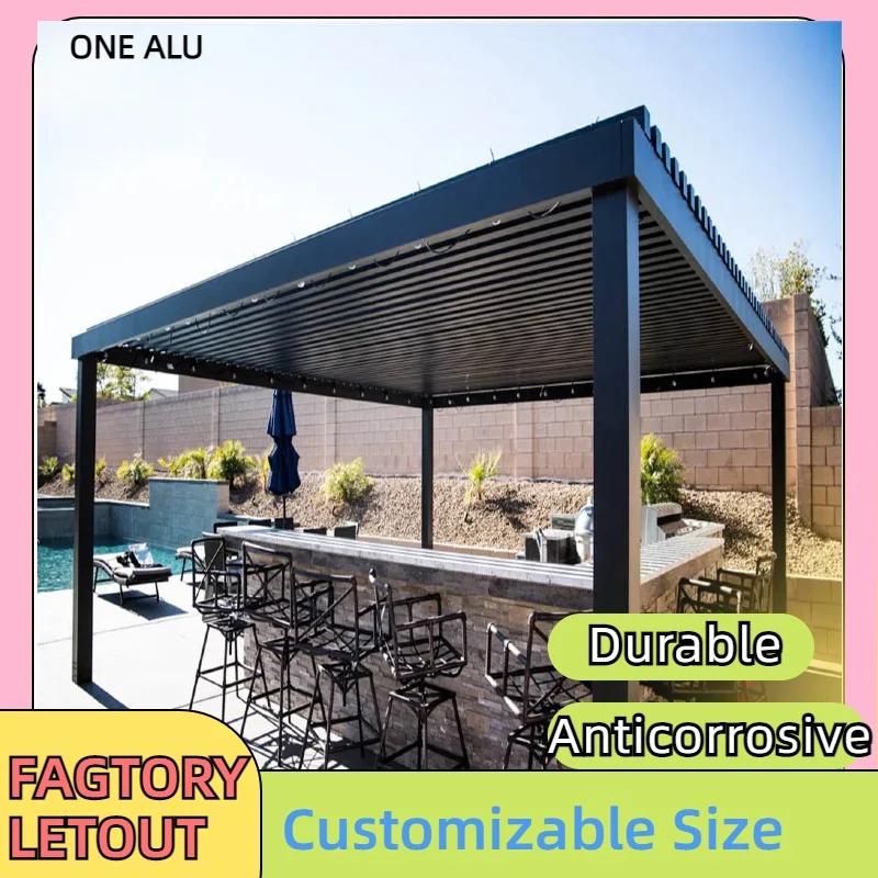 Manual bioclimatic pergola electric aluminum pergola for yard garden