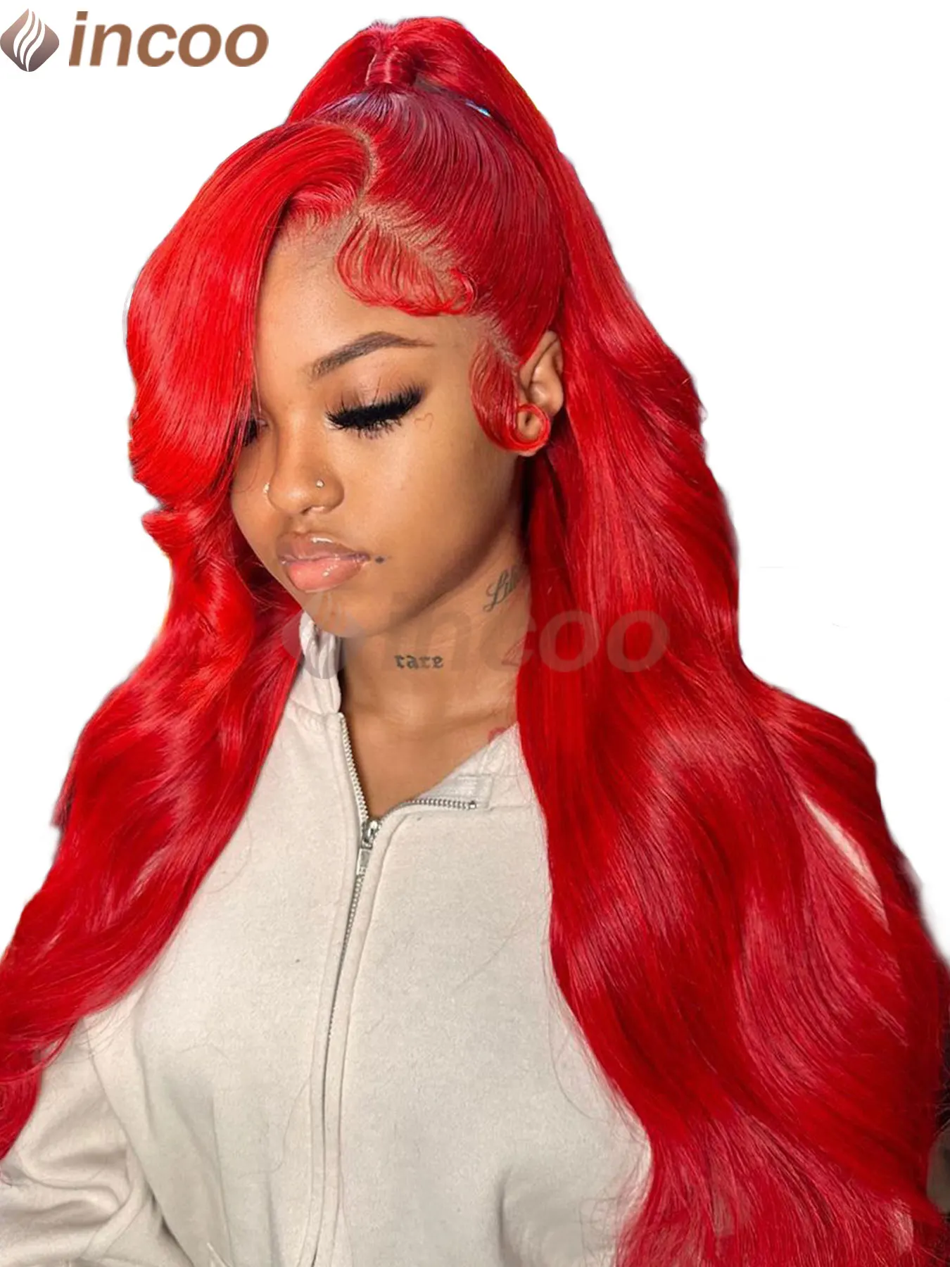 Fire Red 13x4 Lace Front Wig Bone Straight Red Colored Human Hair Wigs Brazilian 13x6 HD Transparent Lace Frontal Wig Pre Pluck