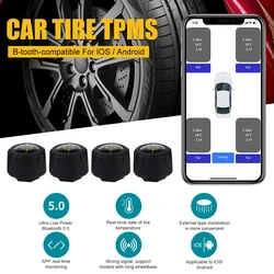 Car Tire Pressure Monitoring System Bluetooth TPMS Motorcycle Tire Pressure Monitor Wireless Tire Pressure Temperature Detector