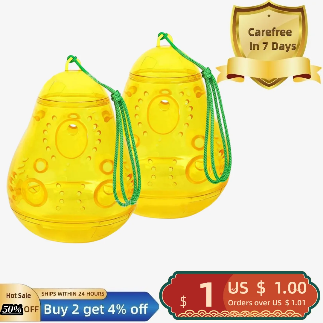 

2Pcs Hanging Bee Trap Visible with Lanyard Waterproof Tempting Gourd Shape Garden Hanging Trap Yard Use