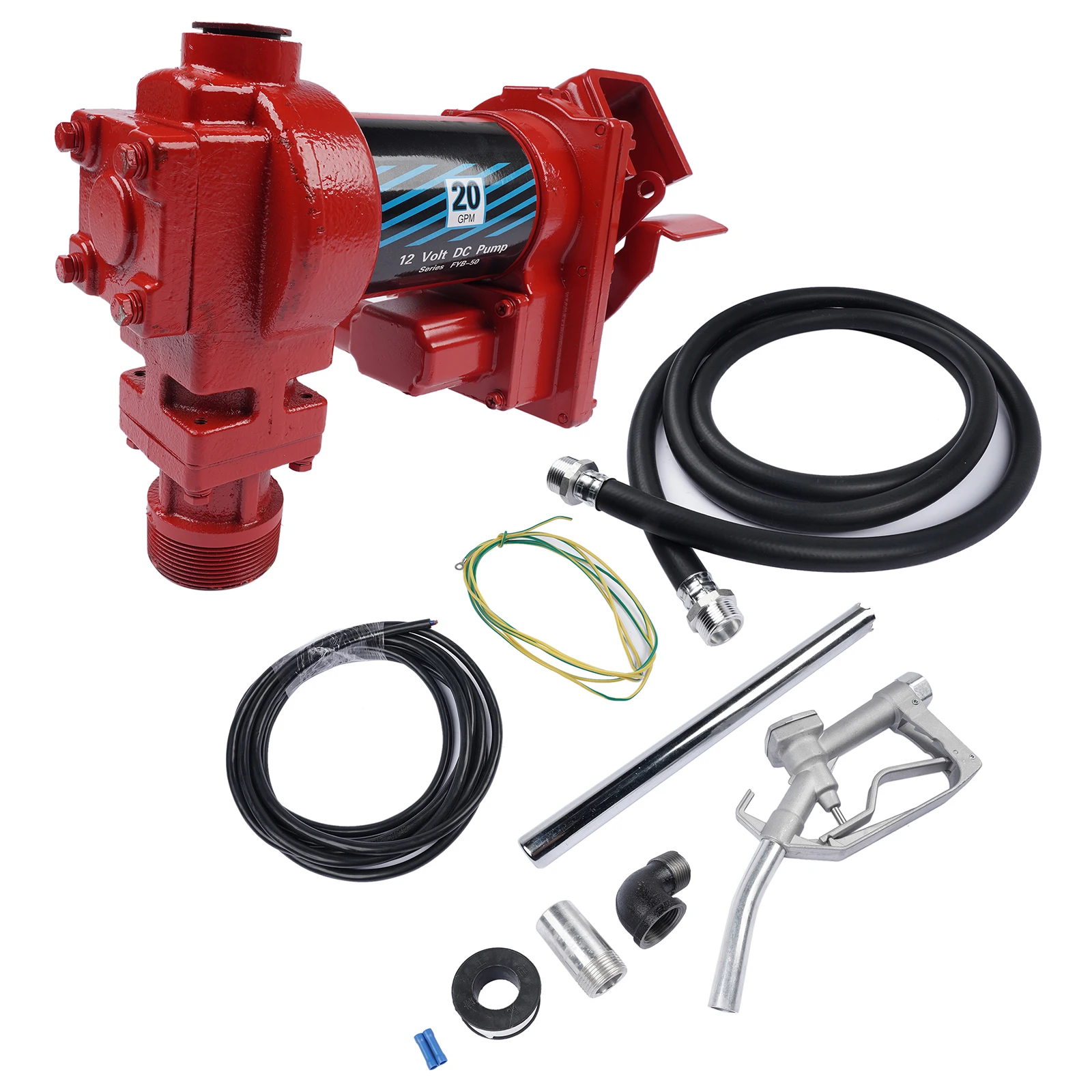 AP03 Red 12V Fuel Transfer Pump & Nozzle Kit Transfer of Gasoline Diesel Kerosene