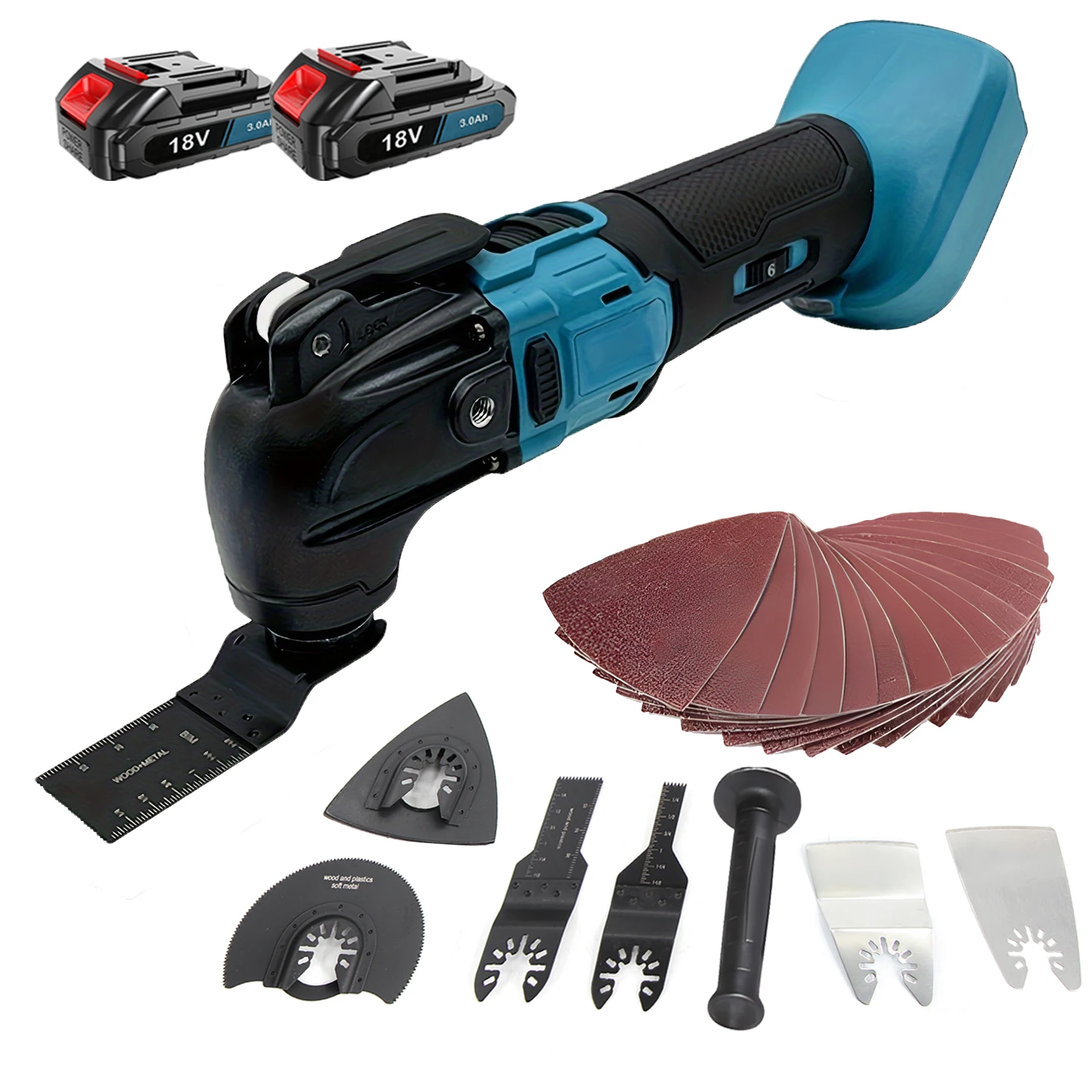 Cordless Oscillating Tool Multi-Tool Brushless Multifunction Tool 4° Oscillation Angle, 26 Accessories 2 x 3.0Ah Battery