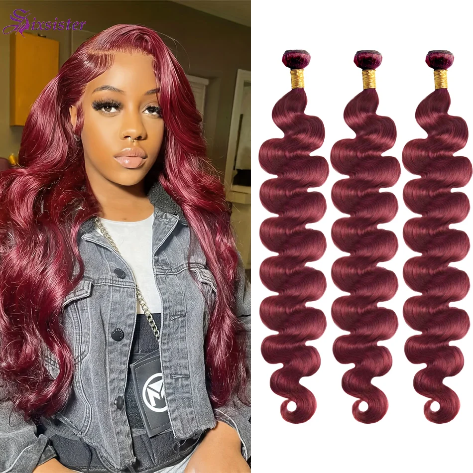 

# 99J бордовые пучки объемных волн, 100% бразильские необработанные девственные волосы, красные пучки, наращивание человеческих волос, быстрое плетение, 3 пучка