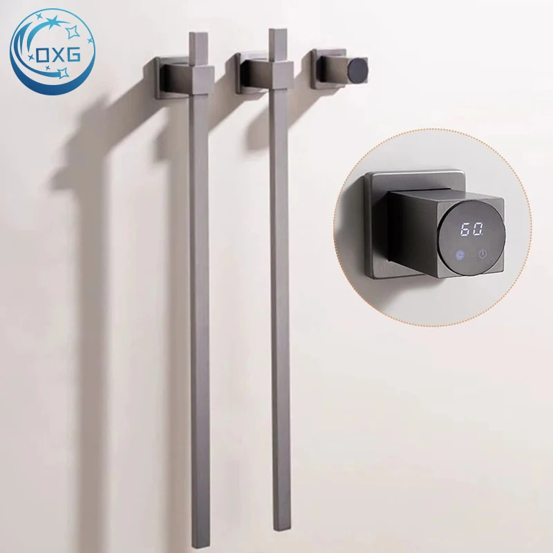 

OXG Smart Electric Heated Towel Rack Heated Bathroom Towel Warmer Built-In Timer Concealed Mount 2/3 Bar Electric Towel Rack