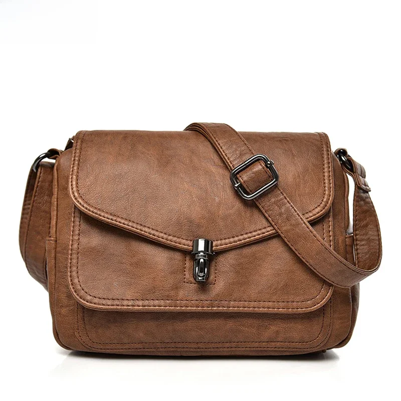 Vintage miękkie skórzane torebki na ramię femmels luksusowe torebki damskie pakiet nowy projektant mała torba typu Crossbody 2021 Sac à Femme — zdjęcie 2