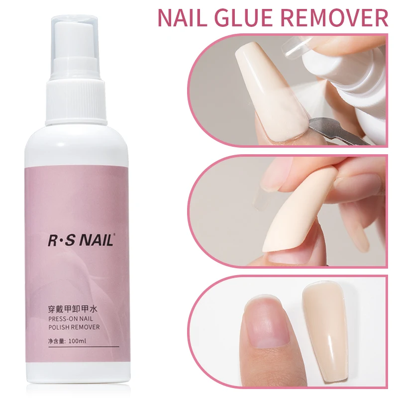 

RS NAIL 100ml Nail Glue Remove For Press On Nails False Nail Tips Spray Type UV Soak Off Solid Adhesive Fake Nail Removing Tool