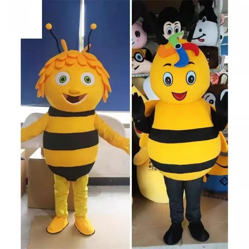Bee Mascotte Cosplay Kostuum Pluche Cartoon Volwassen Fancy Dress Halloween Reclame Carnaval Party Suits Wandelprestaties Props - afbeelding 2