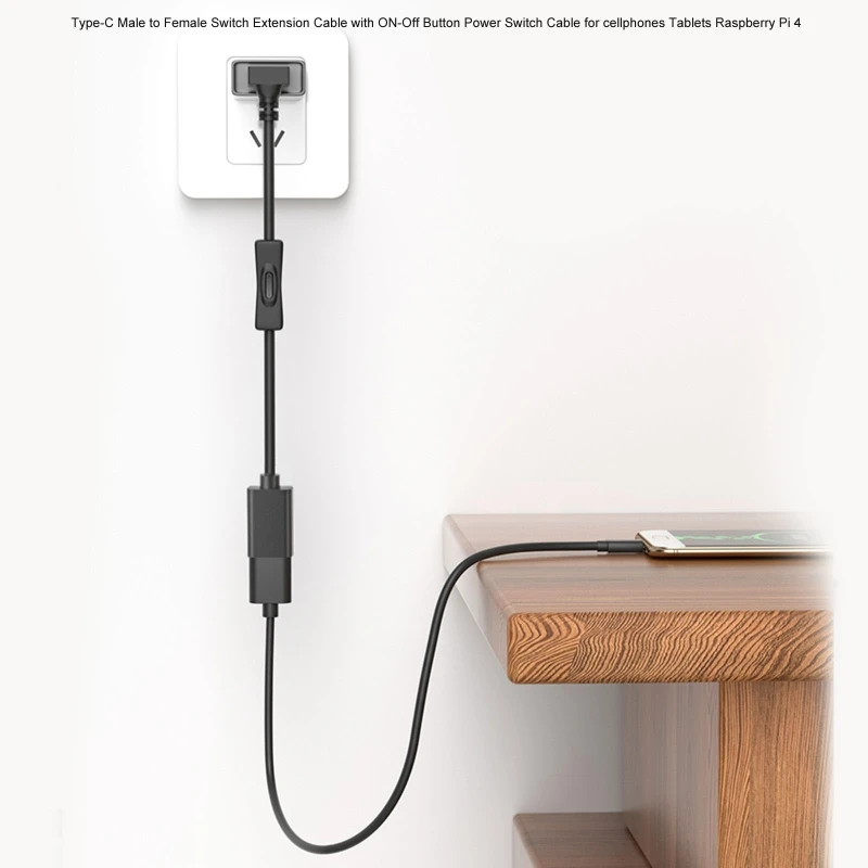 USB C Extension Cable with On/Off Switch Perfect for Charging and Data Transfer on Any Type C Device