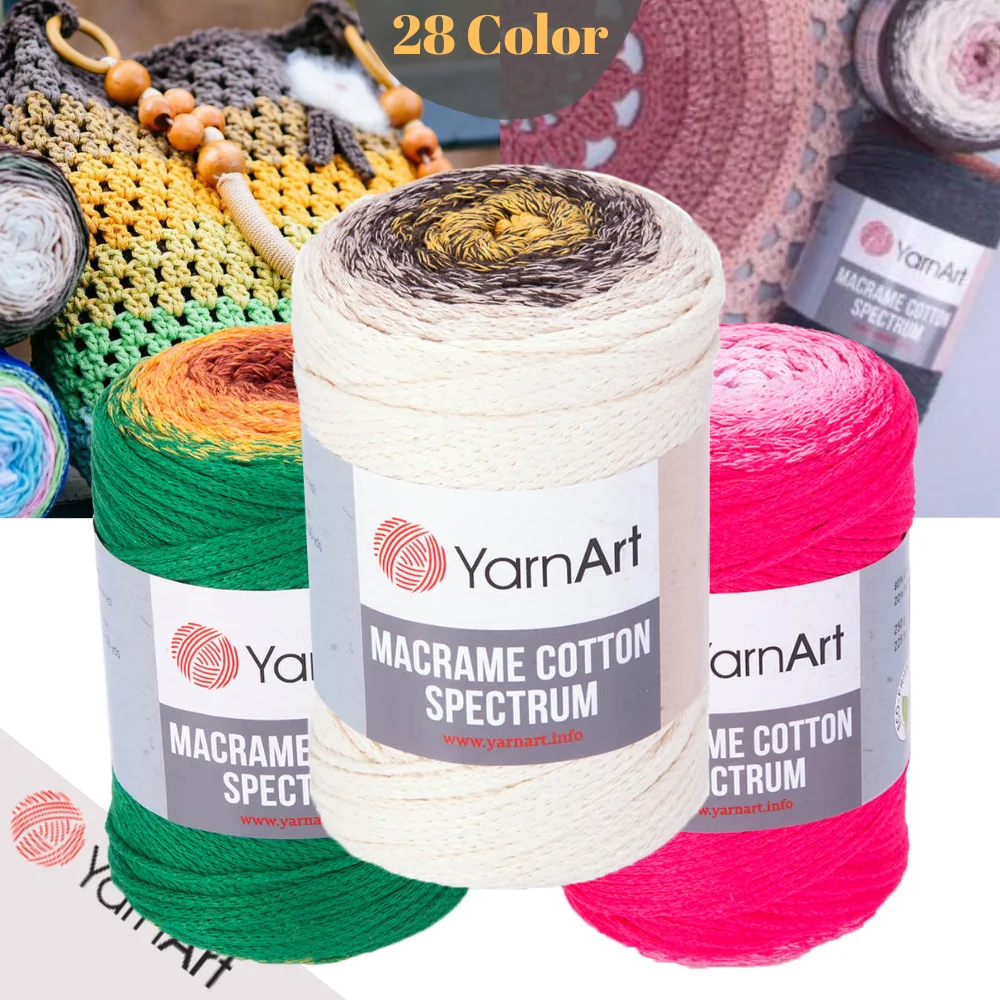 Macrame Rope - 225 Meters - 250g - 28 Color - Polyester - YarnArt Macrame Cotton Spectrum - Patterned - Accessory Materials, Bag, Basket, Amigurumi,