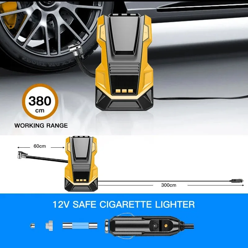 EAFC Tragbarer Auto-Reifenluftkompressor 150PSI Digitale Luftpumpe AC220 DC12V Mit LED-Leuchten Für Auto, Motorrad, Fahrrad – Detail 3