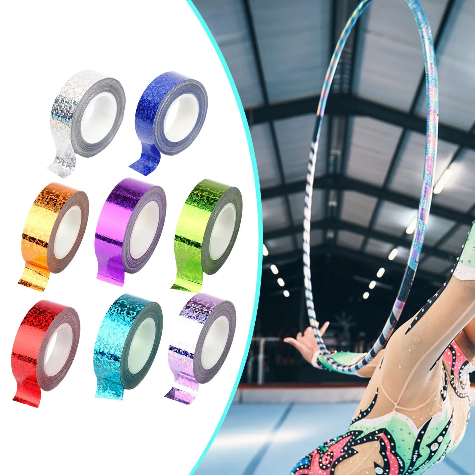 1pc Gymnastics Hoop Tape Multiuse Self-Adhesive Wrapping Tape Thick Non-Slip Wear Resistant Easy to Apply Silver Sports Tape