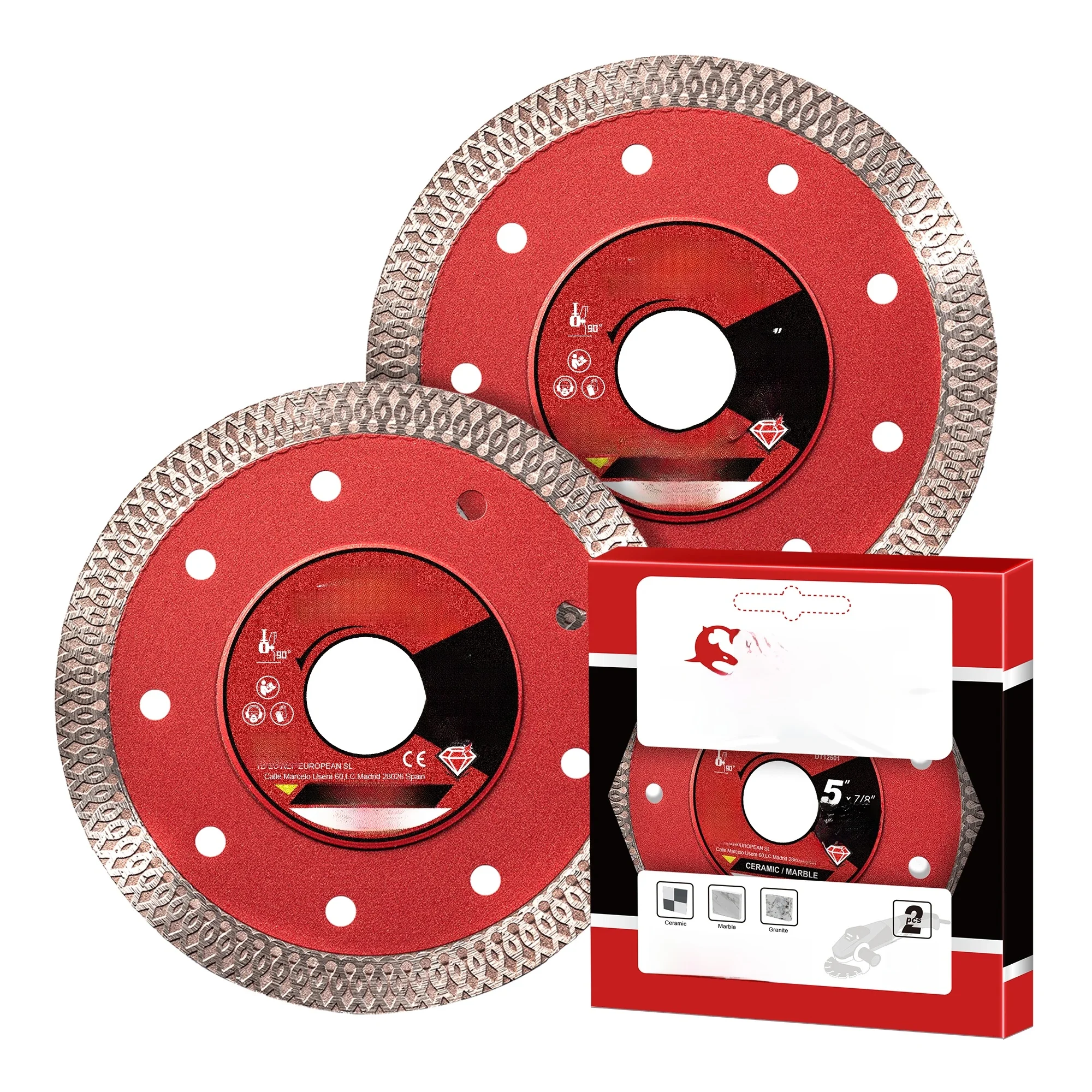 EZARC 5''/4.5'' Superdunne Diamantzaagblad 2 Stuks voor Porselein/Keramiek/Graniet/Marmer, Gladde Zaagschijf voor Hoekslijpmachine - afbeelding 2