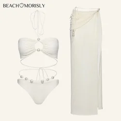 2024 trend Woman sexy Halterneck Pearl High Waist Bikini set Swimsuit  two-piece Swimwear Women luxury Beachwear Bathing Suit