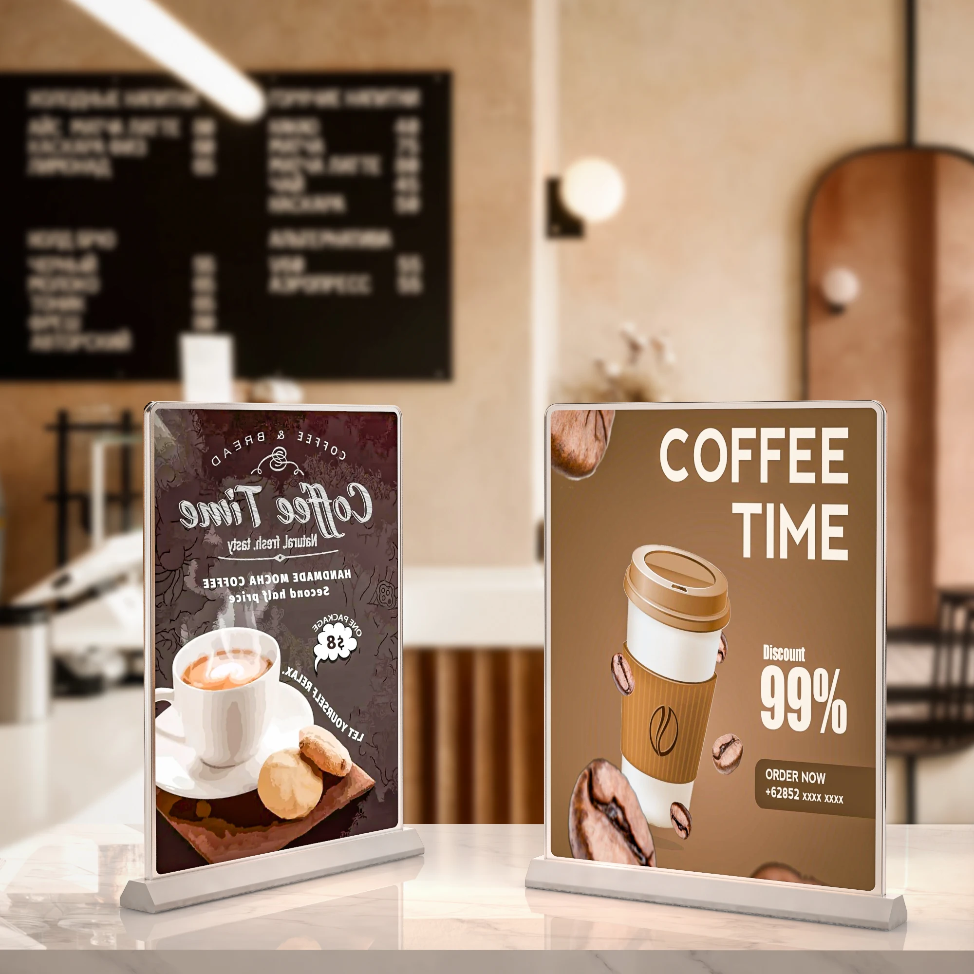 

Easily Replace Desktop Advertising Light Box Double-Sided Menu Poster Frame Light Box Slim Led Rechargeable Battery Light Box