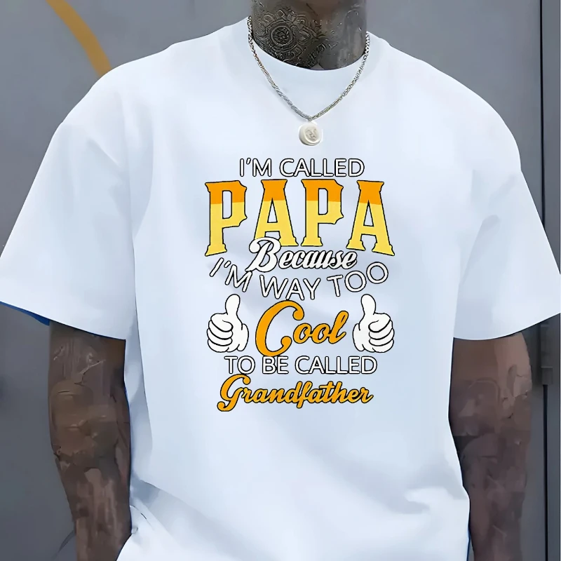 

Men's Cotton Casual T-Shirt with I'm Called Papa Graphic Print Olive Green Short Sleeve Round Neck Tee for All Seasons Playful P