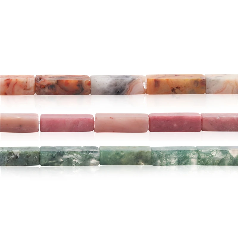 

Natural Stone Rectangle Howlite Amazonite Malachite Agate Dalmatian Rose Quartz Beads 4x13MM For Jewelry Making DIY Bracelet