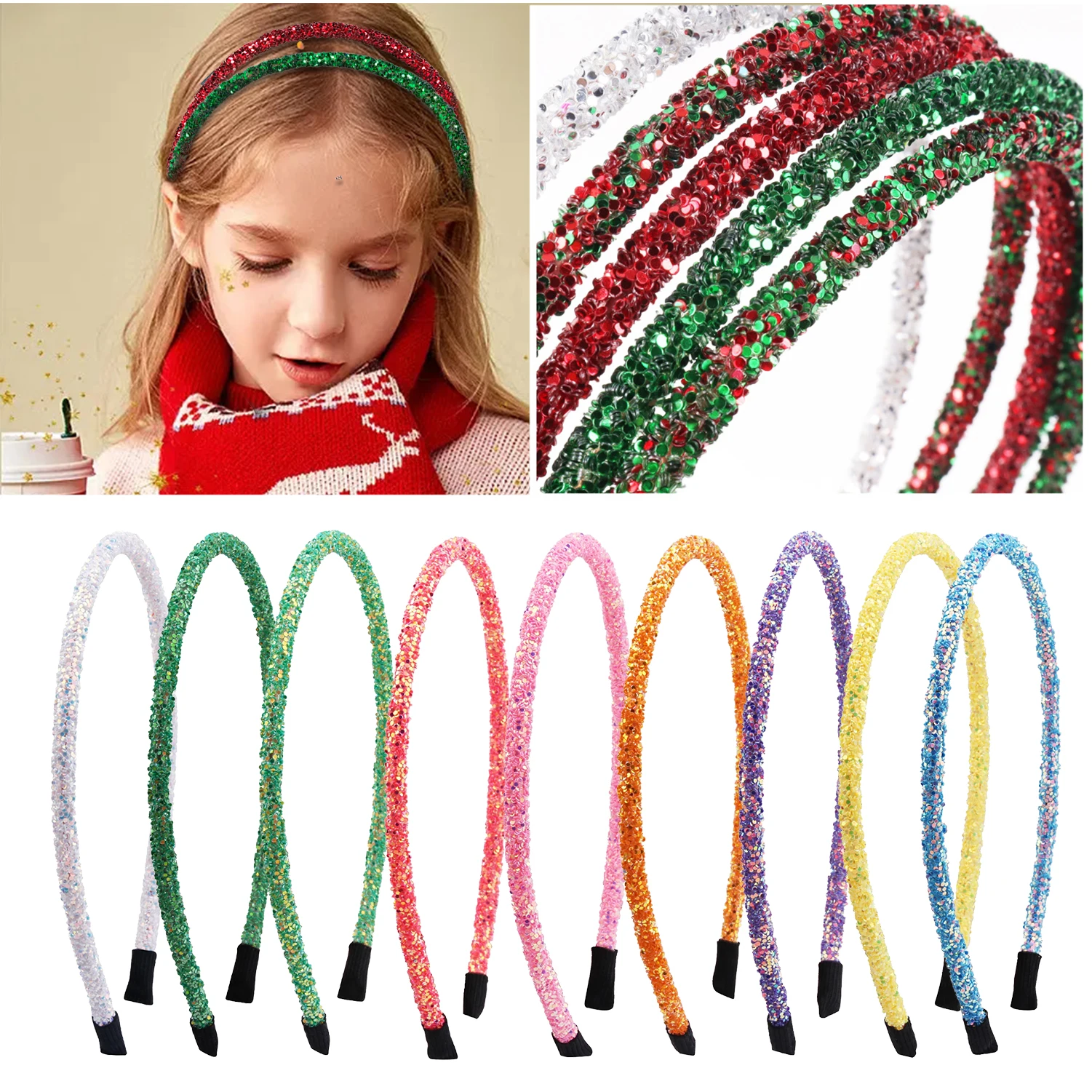 2pcs Chunky Iridescent Glitter Headbands Glitter Headbands Girl\'s Headbands Gift For Girls Party Favors Hair Accessories