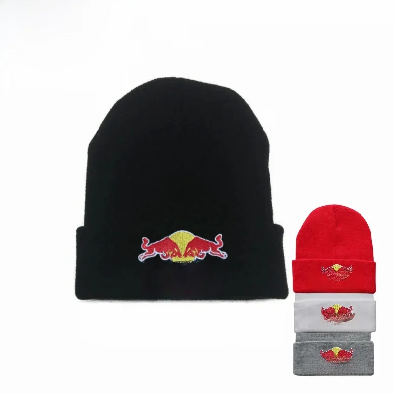 AliExpress 4 Colors Red Bull Beanie Hat Men's and Women's Autumn/Winter Street Trendy Headwear Elastic Soft Red Bull Sports Hat