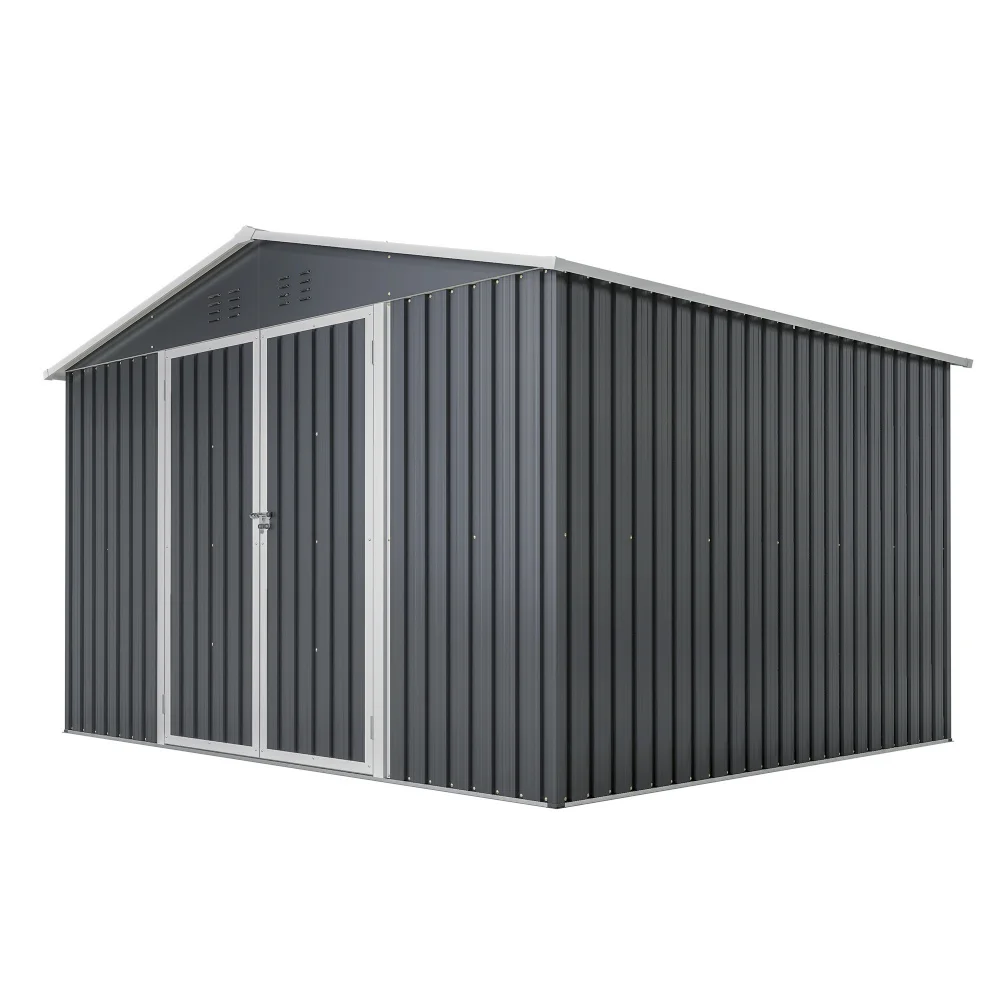 Buitenberging, rookvrije metalen tuinberging 300x252x191 cm, ruime XXXL gereedschapsberging met zadeldak, robuuste buitenberging voor tuingereedschap en tuinbenodigdheden.