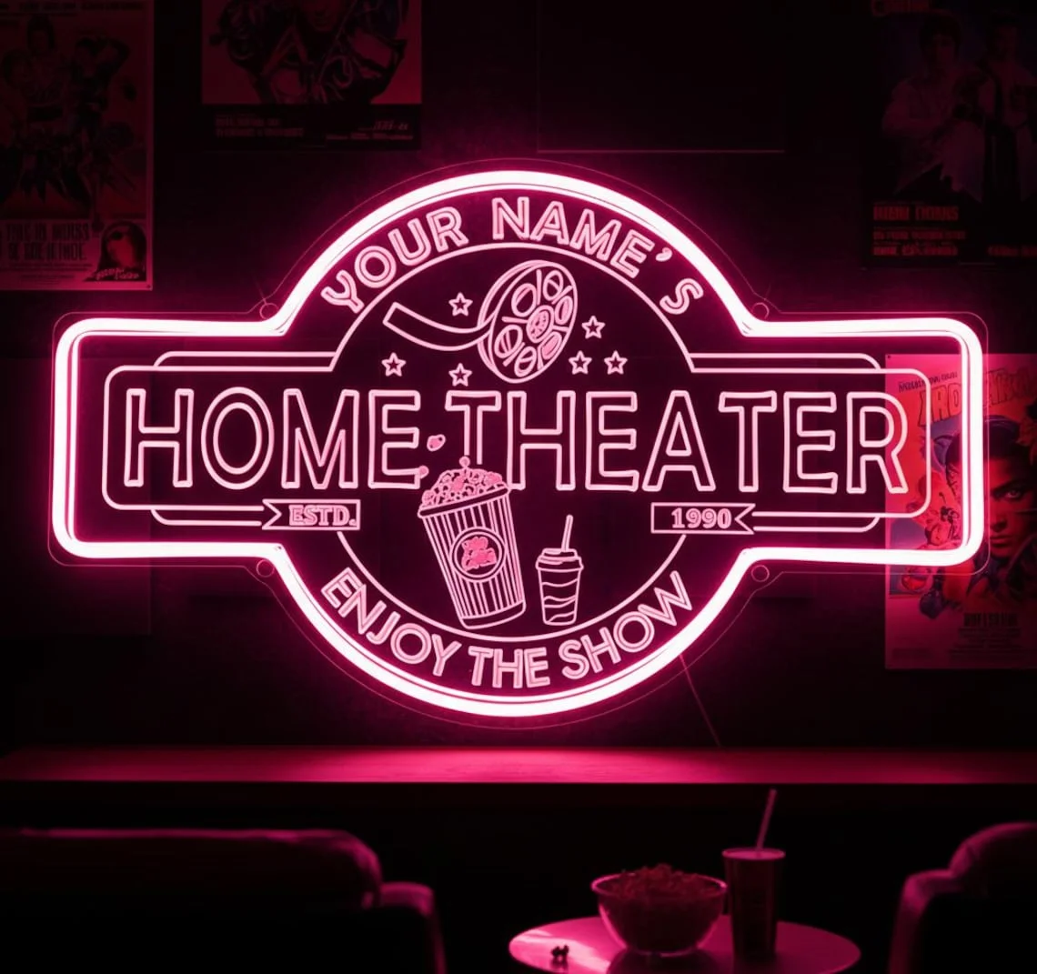 لافتة نيون مخصصة لغرفة السينما - مراجعة Home Cinema Decor وسعره