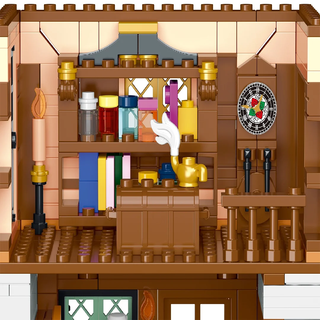 2225PCS 영화 숨겨진 은신처 오두막 중세 주택 건축물 세트 건축 모듈 블록 조립 모델 키트, 선물