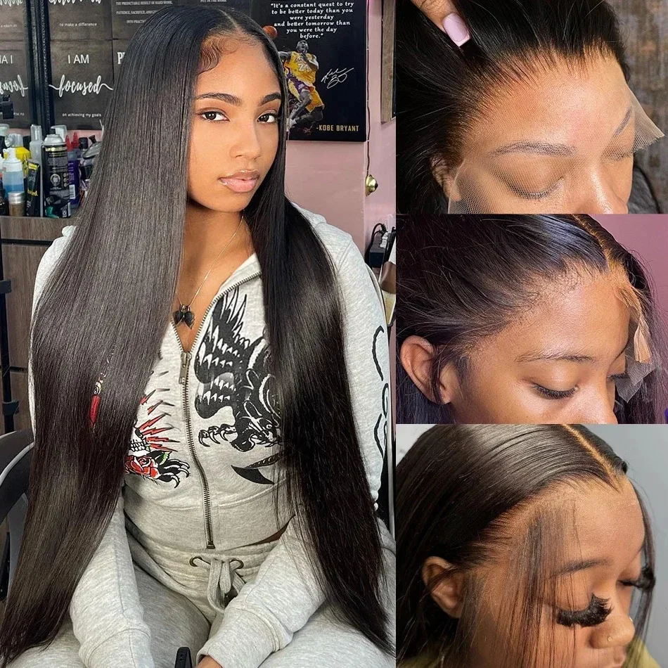 30 Inch Bone Straight Lace Front Wig Preplucked 13x7 HD Transparent Lace Frontal Wigs Human Hair Brazilian For Black Women