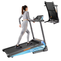 Formill FT61 3.0HP Foldable Treadmill, 15° Incline, 13.5km/h, 17x43Inch Belt, 300lbs Load, Silent, LCD, Shock-Absorbing for Home
