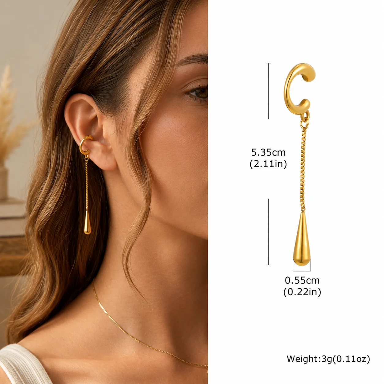 Women's Thick Non-Piercing Clip-On Ear Cuff Earrings