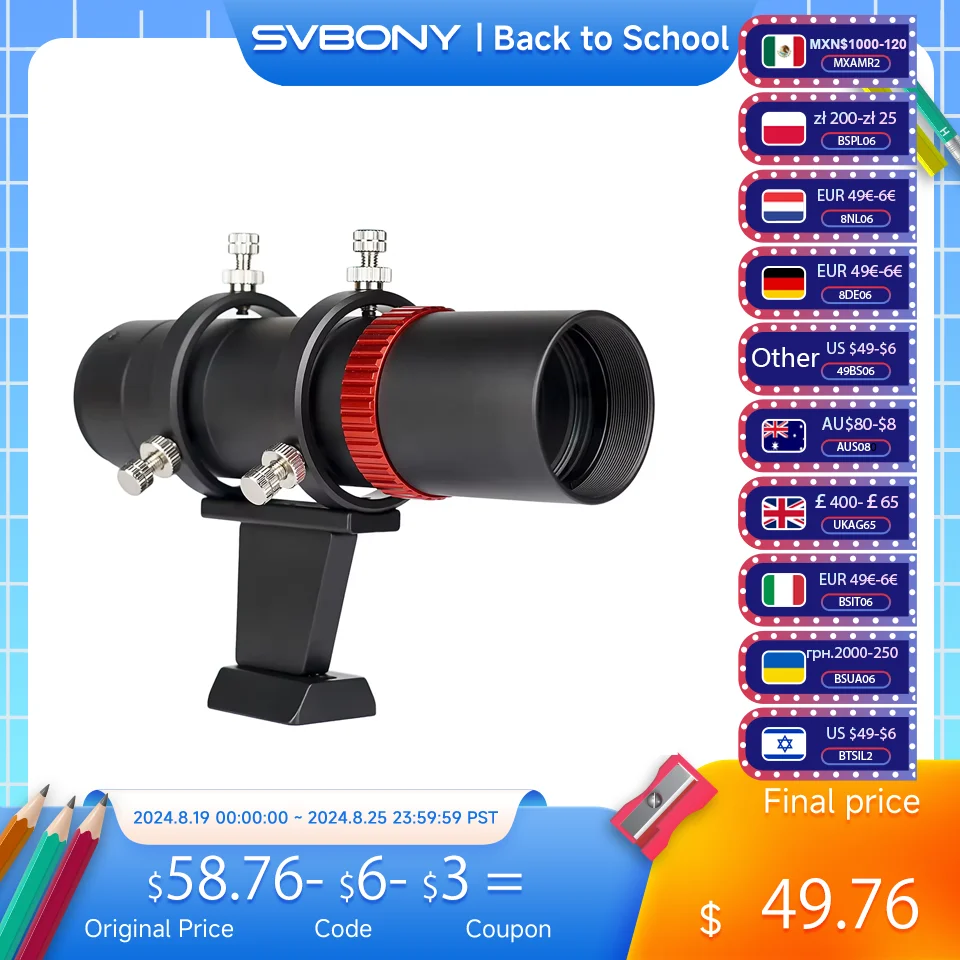 

SVBONY SV165 Mini 40mm f/4 Guide Scope 1.25”&T2 for Deep Sky Photography, 6-piont Guide Scope Rings, Aluminum Alloy CNC Machined