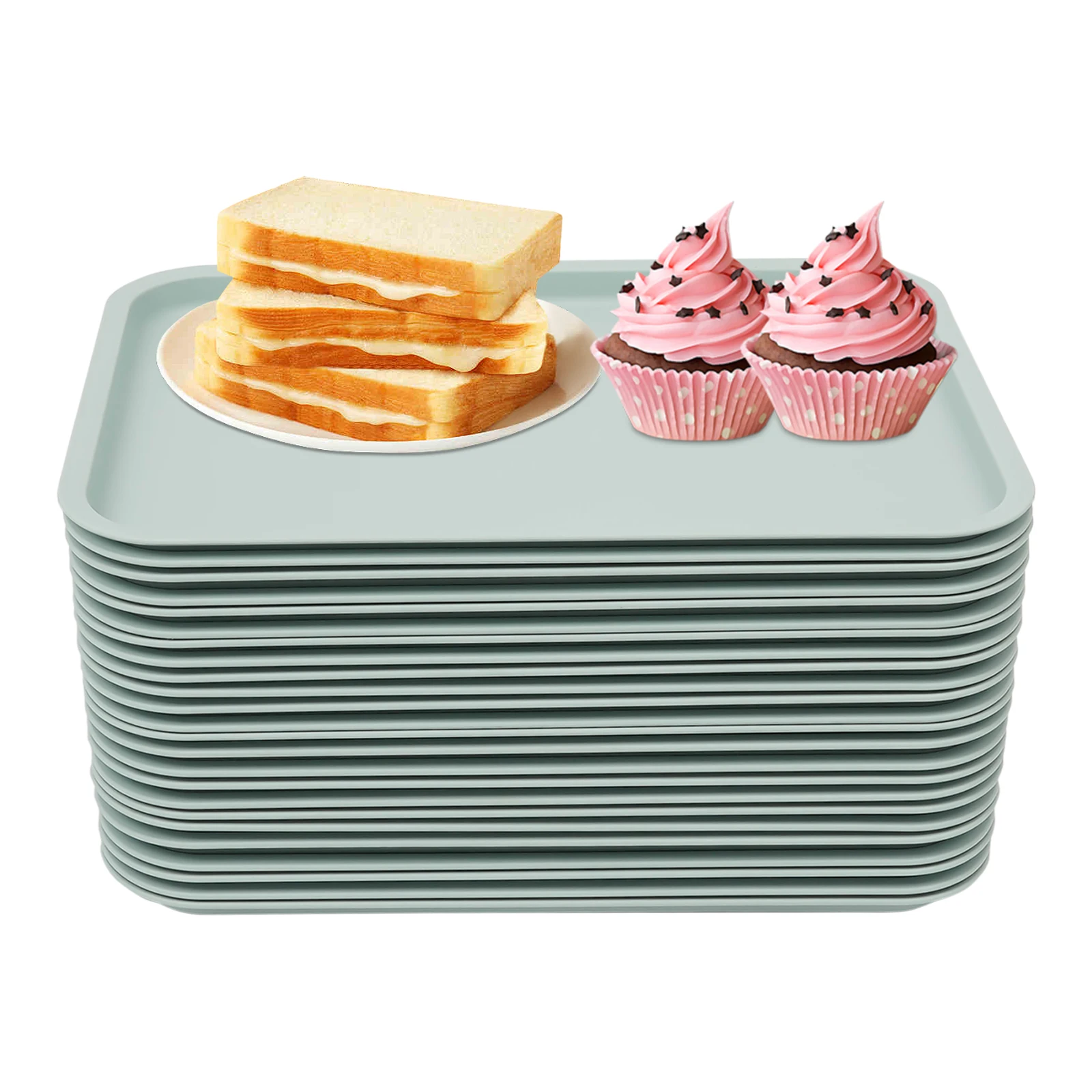 

Fast-Food-Tabletts, Cafeteria-Tabletts, Rectangle Serving Tray, 24 Pcs Stackable Cafeteria Tabletts, for Fast Food Restaurants