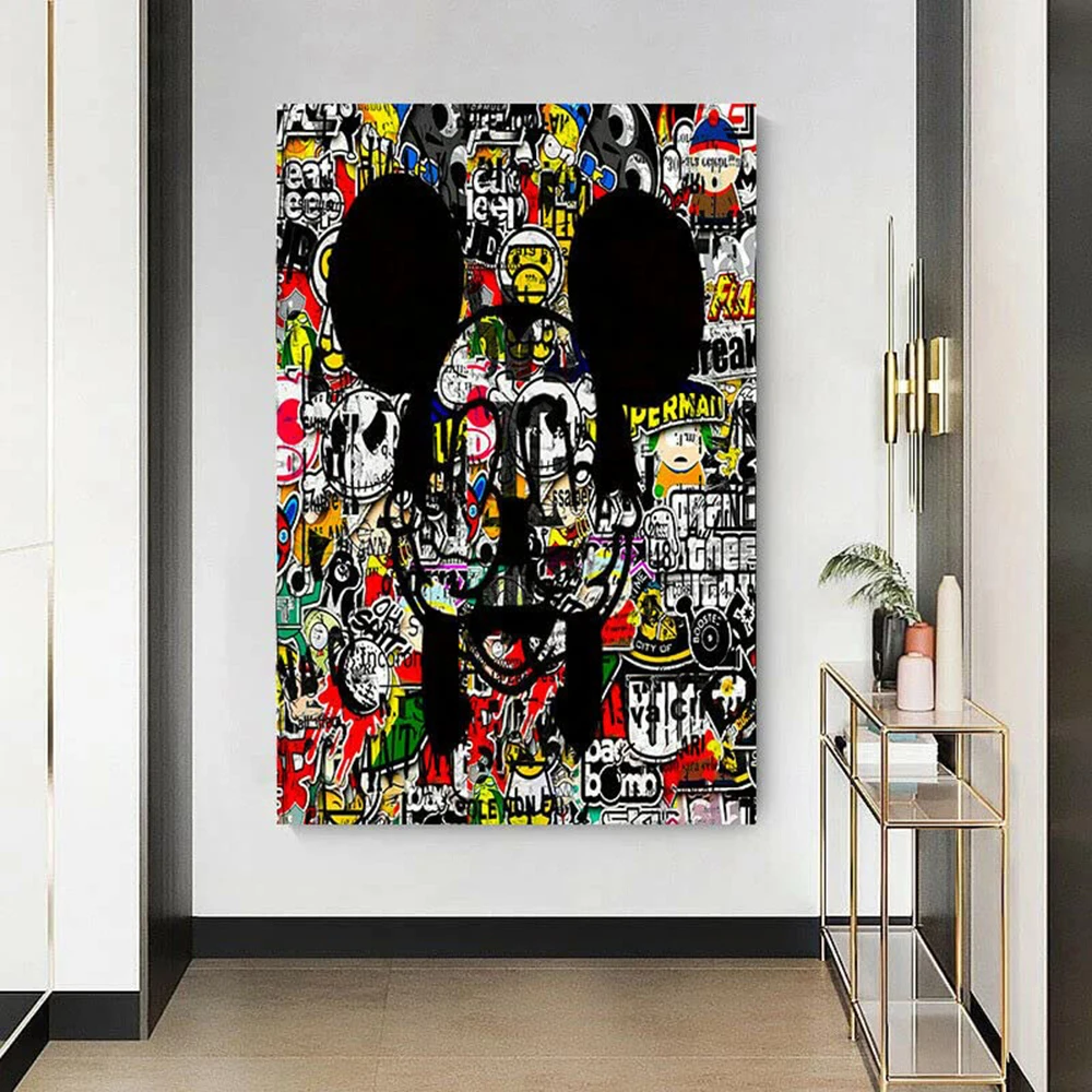 

Micky Mouse Finger Canvas Painting Pop Graffiti Art Poster Print Abstract Disney Picture For Living Room Home Wall Decor Cuadros