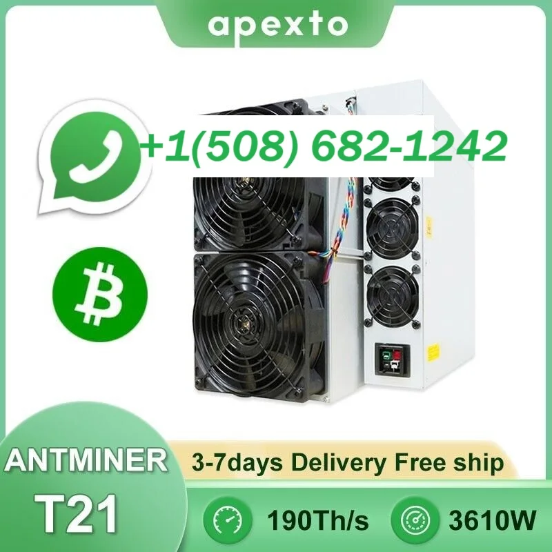 Buy 3 get 2 free New Antminer T21 190T 3610W 380V-415V Algorithm SHA-256 Bitmain Mining BTC Bitcoin Miner with Power Cord