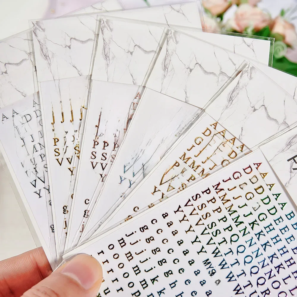1 pièces Alphabets ongles autocollant bricolage manucure adhésif décalcomanies anglais lettre conception curseur pour bricolage Nail Art décorations