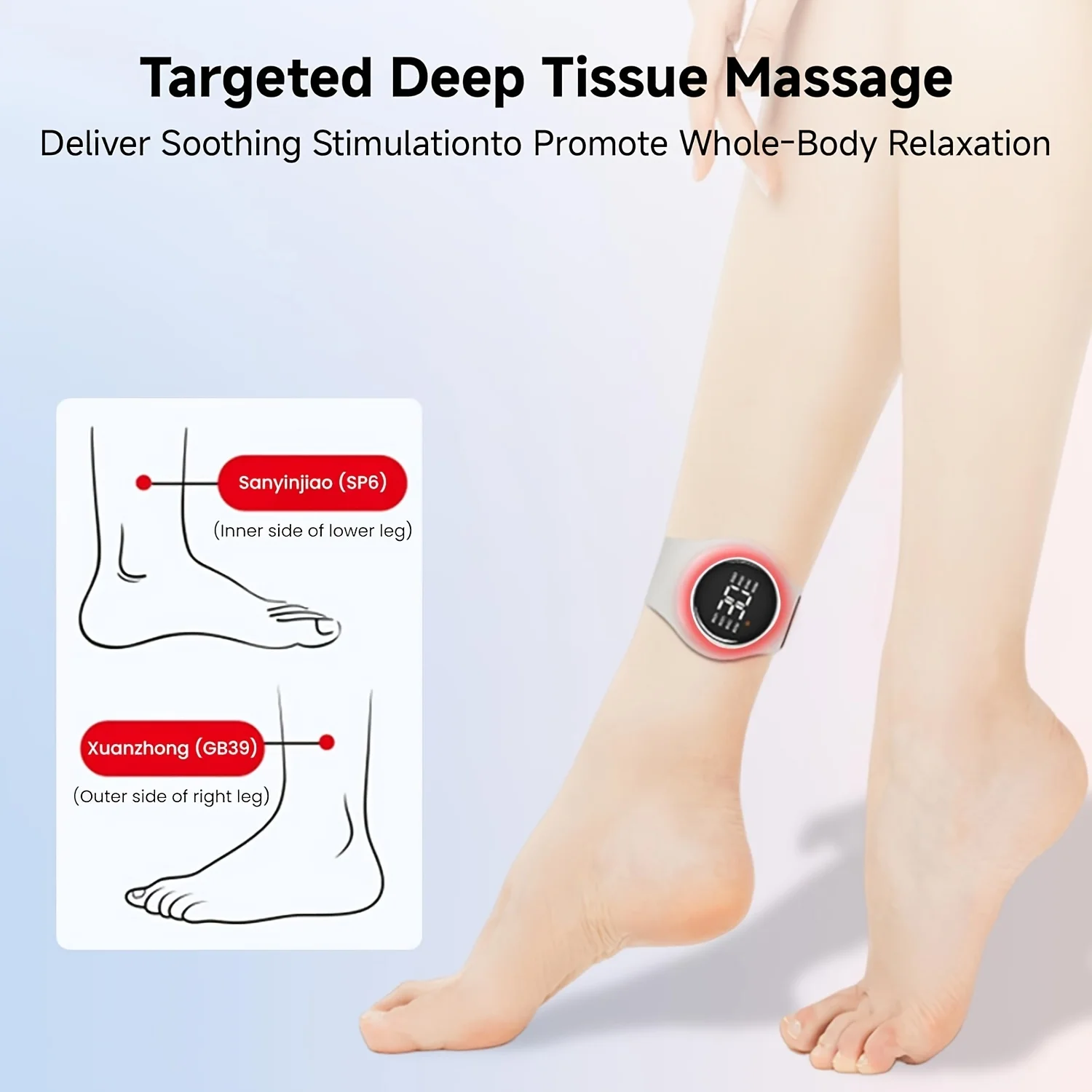 EMS TENS Wireless Wrist Massager, Red Light Joint Pain Relief, 8 Modes 30 Levels Portable Muscle Stimulator