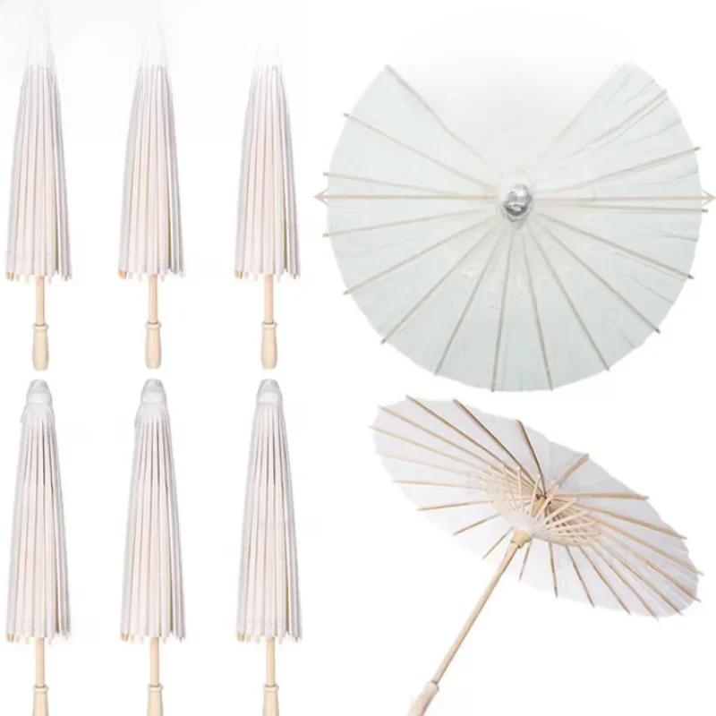 15/24/30/36/50/100PCS Parasol Paraplu's 60cm Bruiloft Papieren Paraplu Foto Props Wit DIY Paraplu voor Bruids Douche Party - afbeelding 2