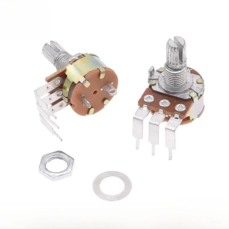 10PCS WH148 15mm 3-pinowy kątowy potencjometr liniowy z nakrętkami Podkładki 1K 2K 5K 10K 20K 50K 100K 250K 1M Zestaw potencjometrów — zdjęcie 2
