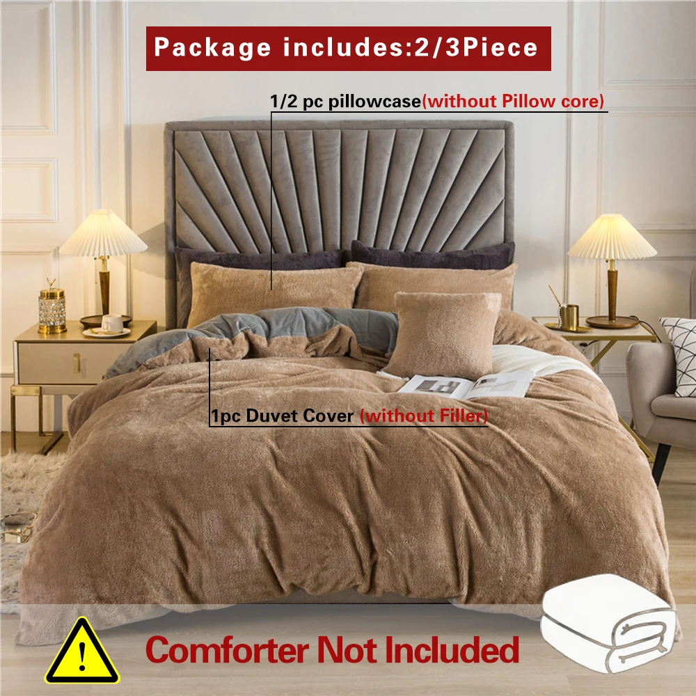 Velvet Shaggy Duvet Cover Set Ultra Soft Fluffy Duvet Cover Bedding Set（on  comforter)